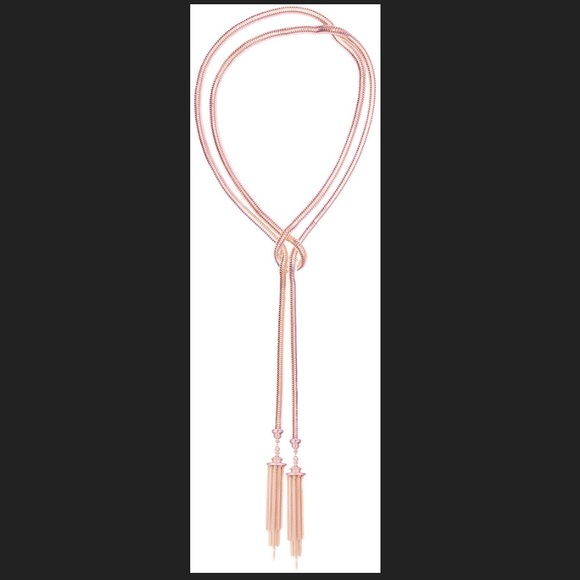 Kendra Scott McKayla necklace rose gold snake chain with tassels. - Picture 4 of 4